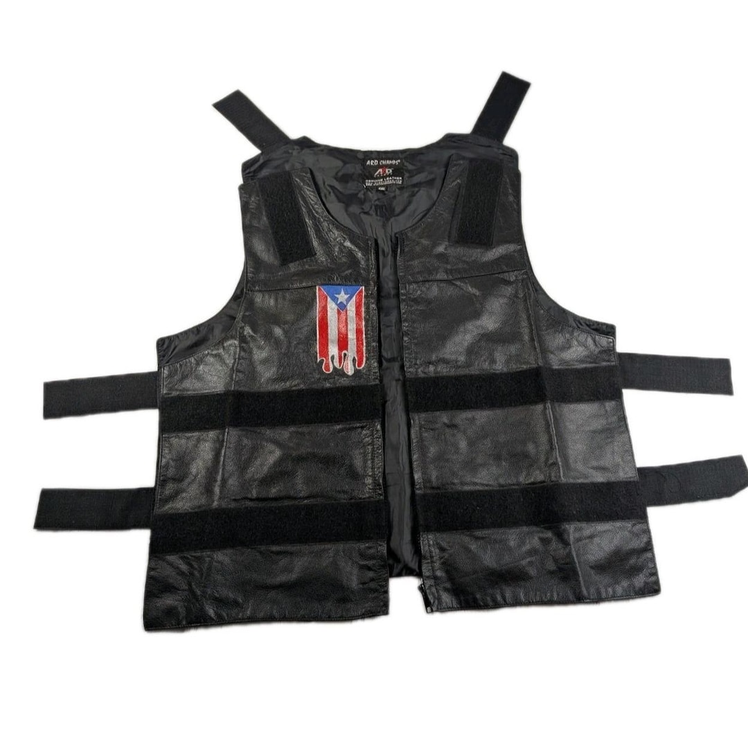 ARD Champs Leather Biker Vest Lace up Sides Size 6XL Adjustable - Etsy