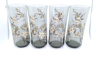 Vintage Libbey Bolero floral pattern glassware set of 4