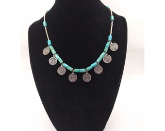 Carolyn Pollack amuleto en espiral colgantes cilindro cuentas de turquesa collar 925