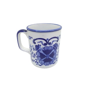 Vintage Blue & White delft style Floral Ceramic Mug With Intricate Design