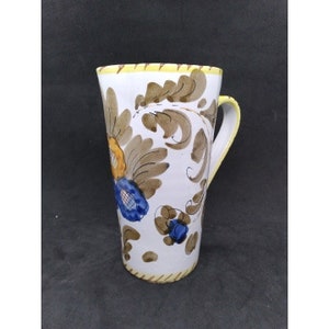 Italy Floral hand painted pitcher 7&quot; tall