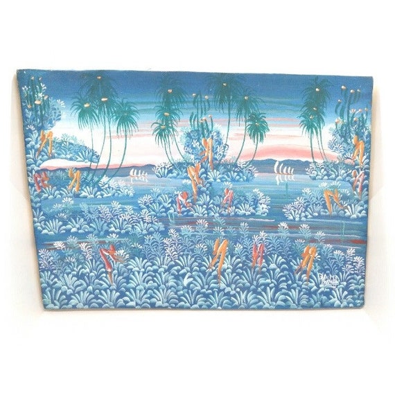 ヴィンテージトロピカルをテーマにしたバリ風サイン入り絵画 - Etsy 日本