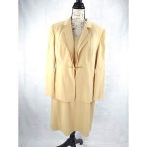 vtg Marisa Minicucci made in canada wool pale yellow dress suit w/ blazer sz 10