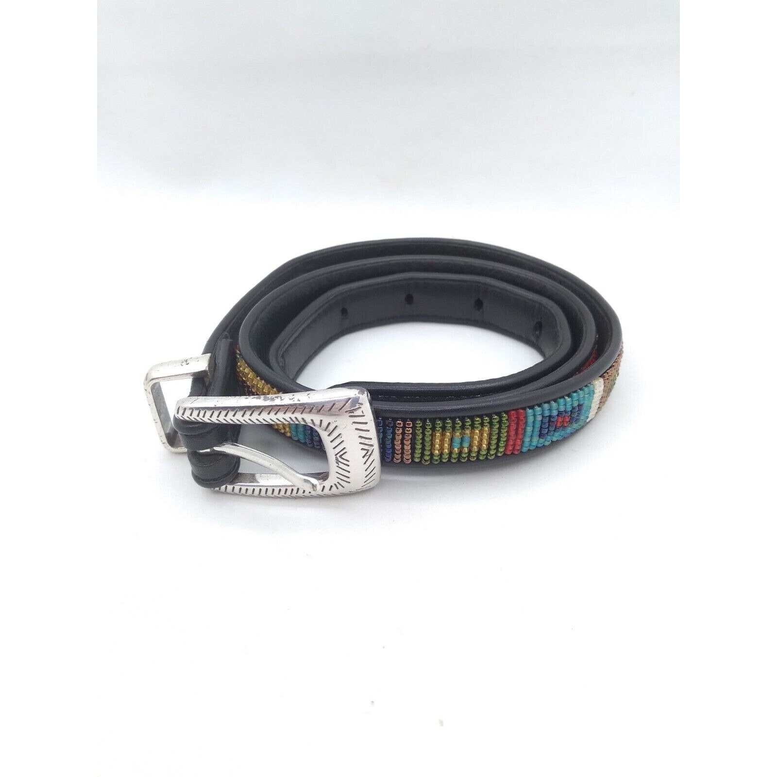 Brighton 03501 Black Leather Southwest Beaded Belt Size  display picture 1