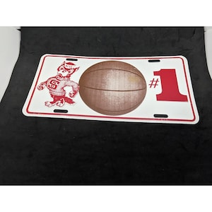 Vintage NC STATE NCSU License Hanging decor Plate Wolfpack #1 Basketball 12.25&quot; x 6&quot;