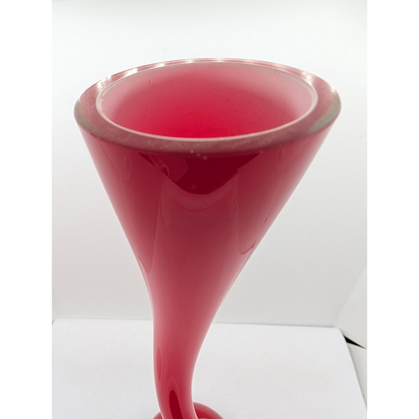 Unmarked Swung Vase Normann Copenhagen Corkscrew Denmark Red Cased