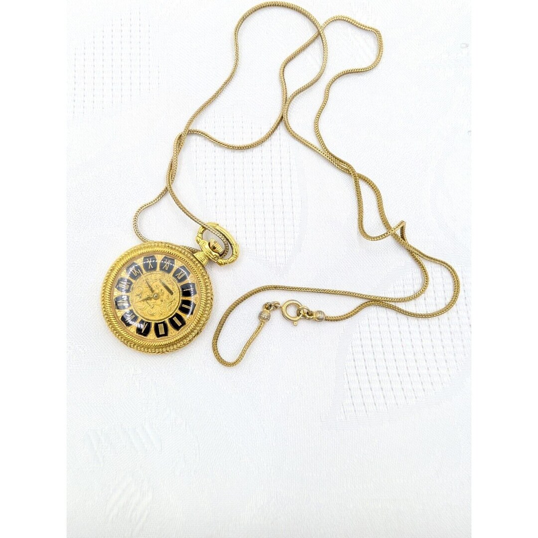 Vintage Ladies Baroness Yellow Plated Pendant Pocket Watch