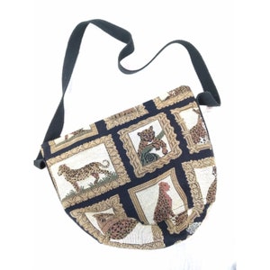 Vtg Doodle Bags Stuart Florida Tapestry wild cats leopard cougar Shoulder bag