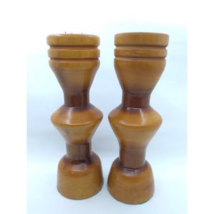 Vintage MCM grote houten kandelaars bijna 10 &quot;