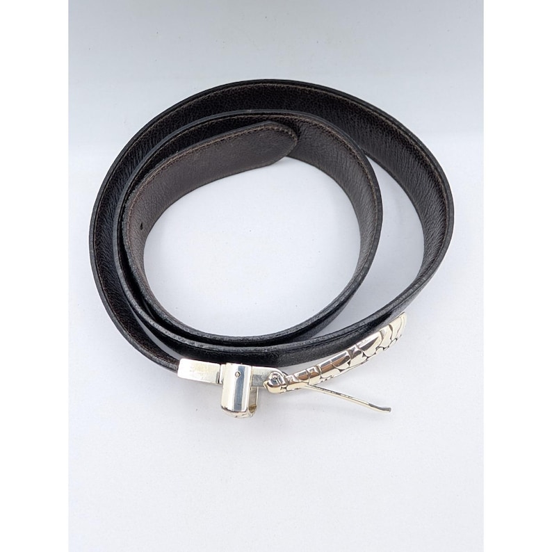 Brighton Belt Women's 38 Medium Leather Black Silver tone w/hearts 36” image 4