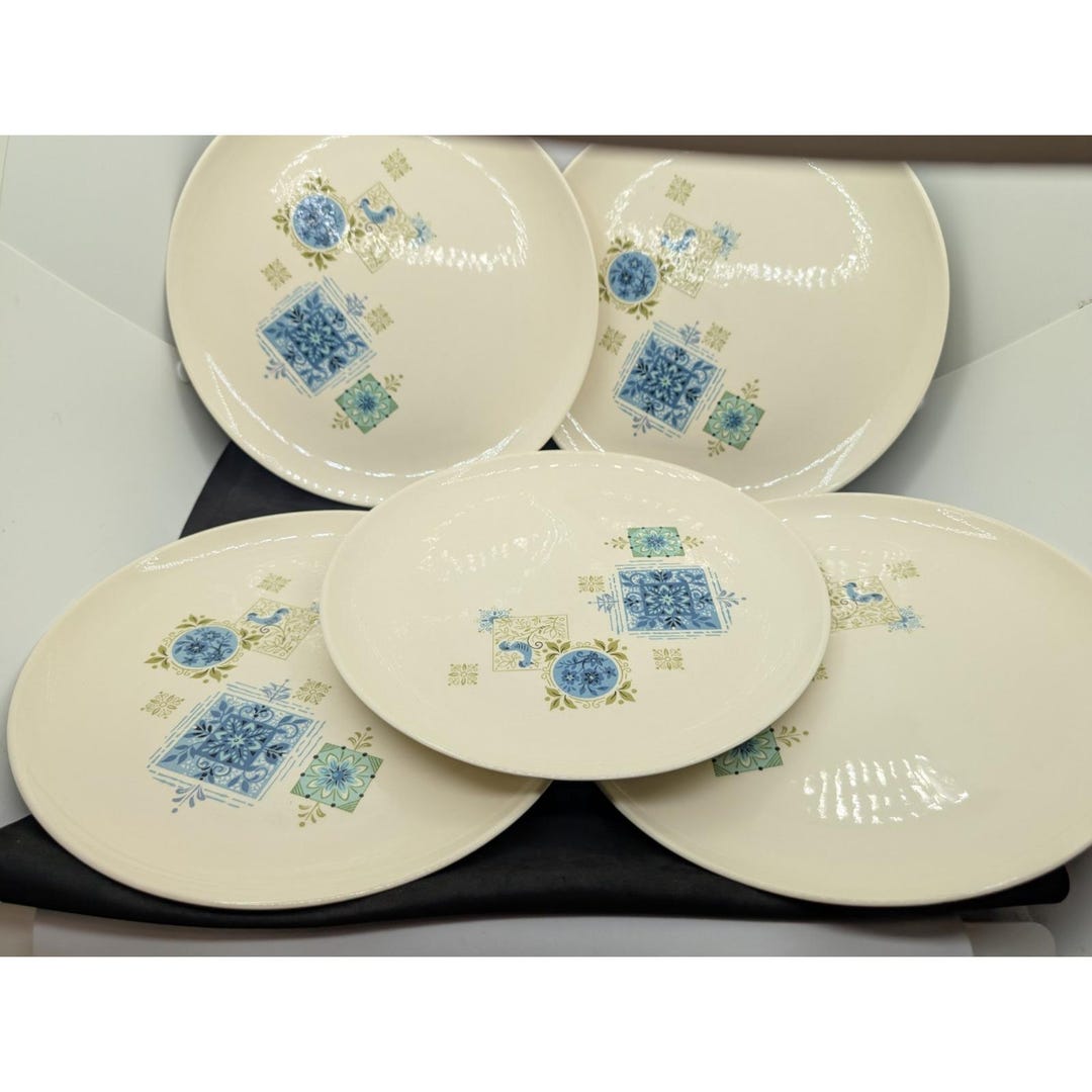 Taylor Smith Taylor Set 5 Dinner Plates Fabrique Ever Yours Blue