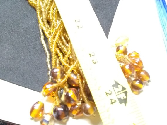Vintage beaded seeded Lariat necklace scarf - image 10