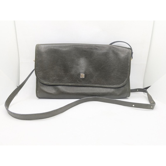 Pierre Balmain France vintage Sac bandoulière en cuir vert foncé