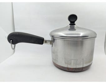 Revere Ware 1 1/2 Quart Saucepan Pot &Farberware Lid Vintage Copper Bottom Sauce
