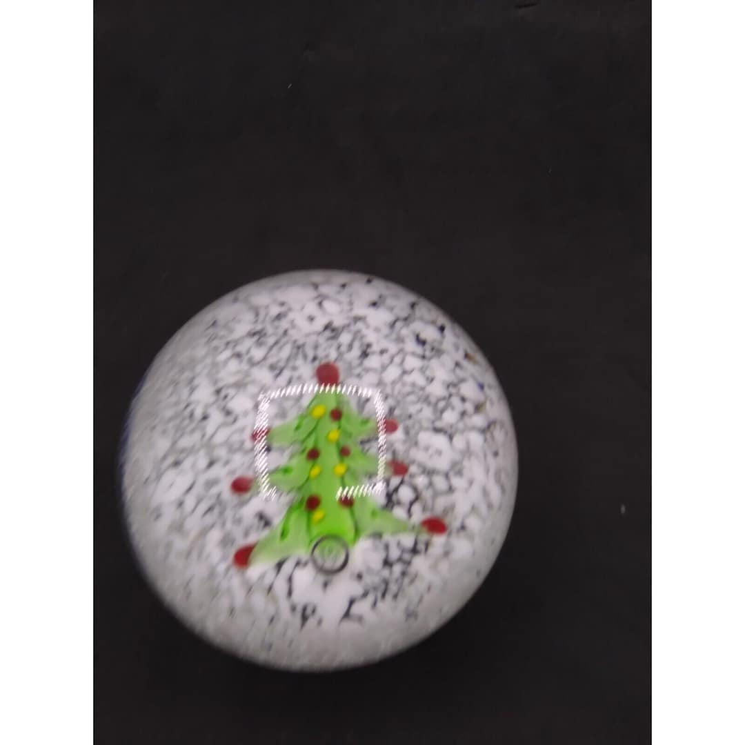 Christmas Tree Clear With Snow Effect Art Glass 2.75