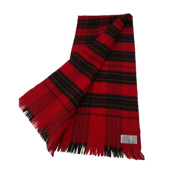 Vintage Courtelle Scarf Tartan 100% Acrylic Multicolor Made in