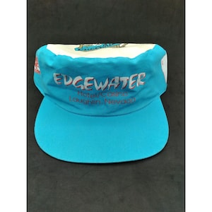Vintage 80s one size Hotel Casino Edgewater Laughlin, Nevada  Aqua Snapback Painters Cap
