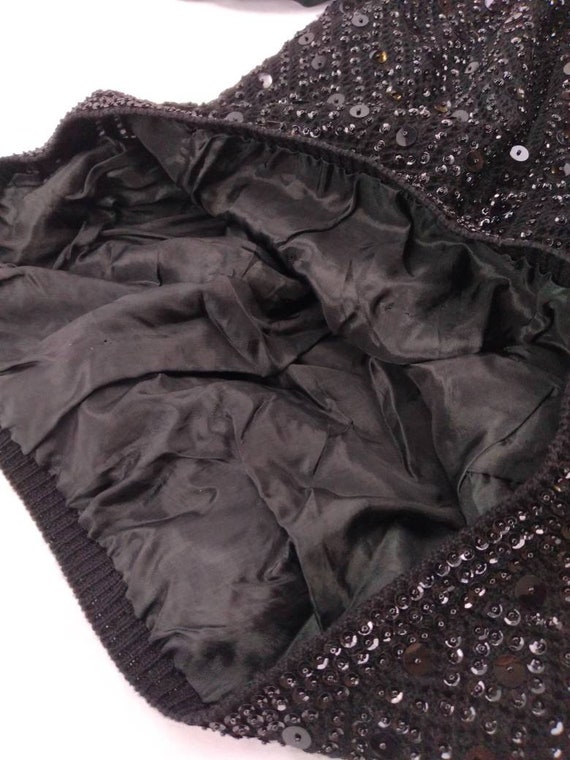 Vintage 50s/ 60's Cyn Les black elegant blouse em… - image 7