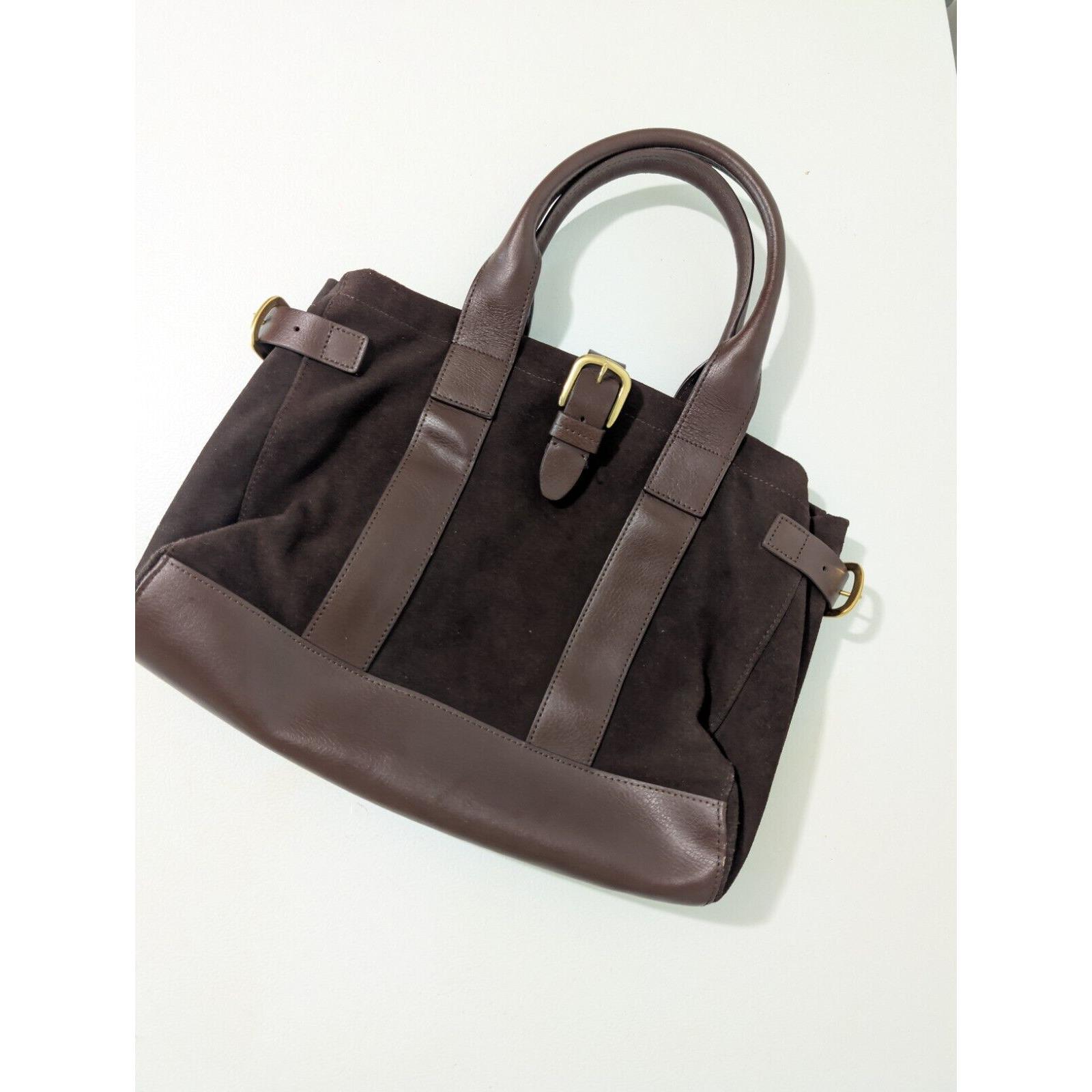 Vintage Lands End Brown Suede Leather Tote Bag Purse Handbag 13