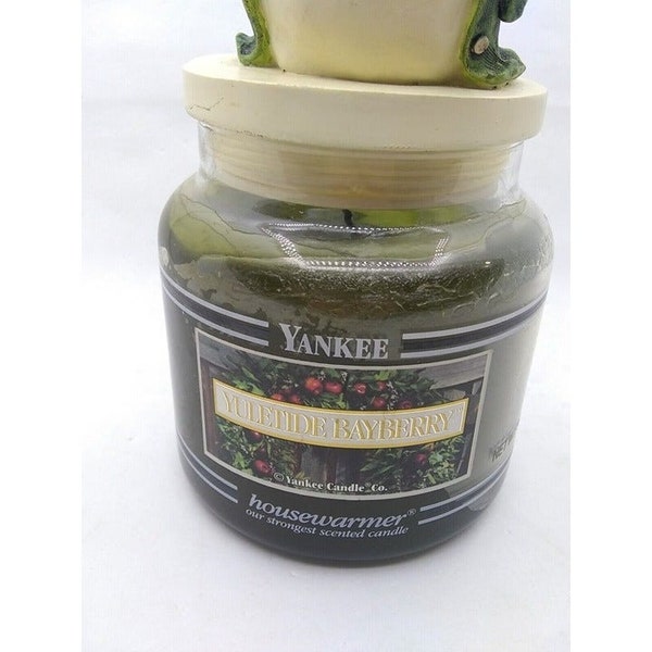 Yankee retired discontinued Yuletide Bayberry Black Stripe Candle  14.5 Oz Partially Burned READ
