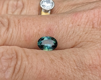 1.42 ct. Neon Teal Mermaid Bi Color Blue Green Teal Sapphire. Swiss Lab Certified No Heat/No Treat, AAA Color and Luster!