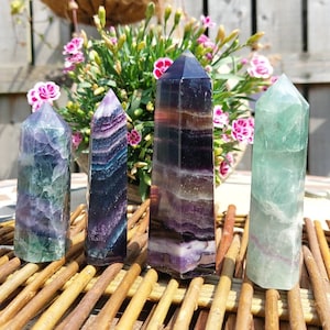 Stunning Fluorite Tower, Ethically Sourced, Natural Stone Tower, Rainbow Fluorite, Crystal Tower, Purple, Green, Rainbow