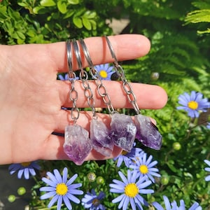 Amethyst Keyring, Amethyst Point Keychain, Raw Amethyst, High Quality, Natural Amethyst Chunk, Crystals