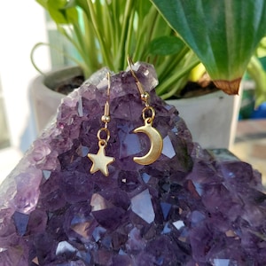 Moon and Star Earrings, Moon Earrings, Star Earrings, Celestial, Moon, Star, Universe