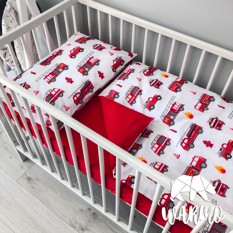 Fire trucks crib bedding Fire rescue vehicles Boy baby Etsy