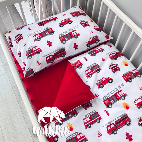 baby boy fire truck crib bedding