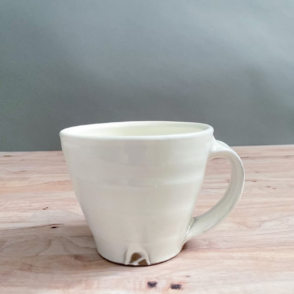 12 oz White Pottery Mug, Handmade Ceramic Mug, Coffee Mug Pottery, Vintage Mug, Unique Mug, Christmas Gifts, Office Mug, Tea Mug
