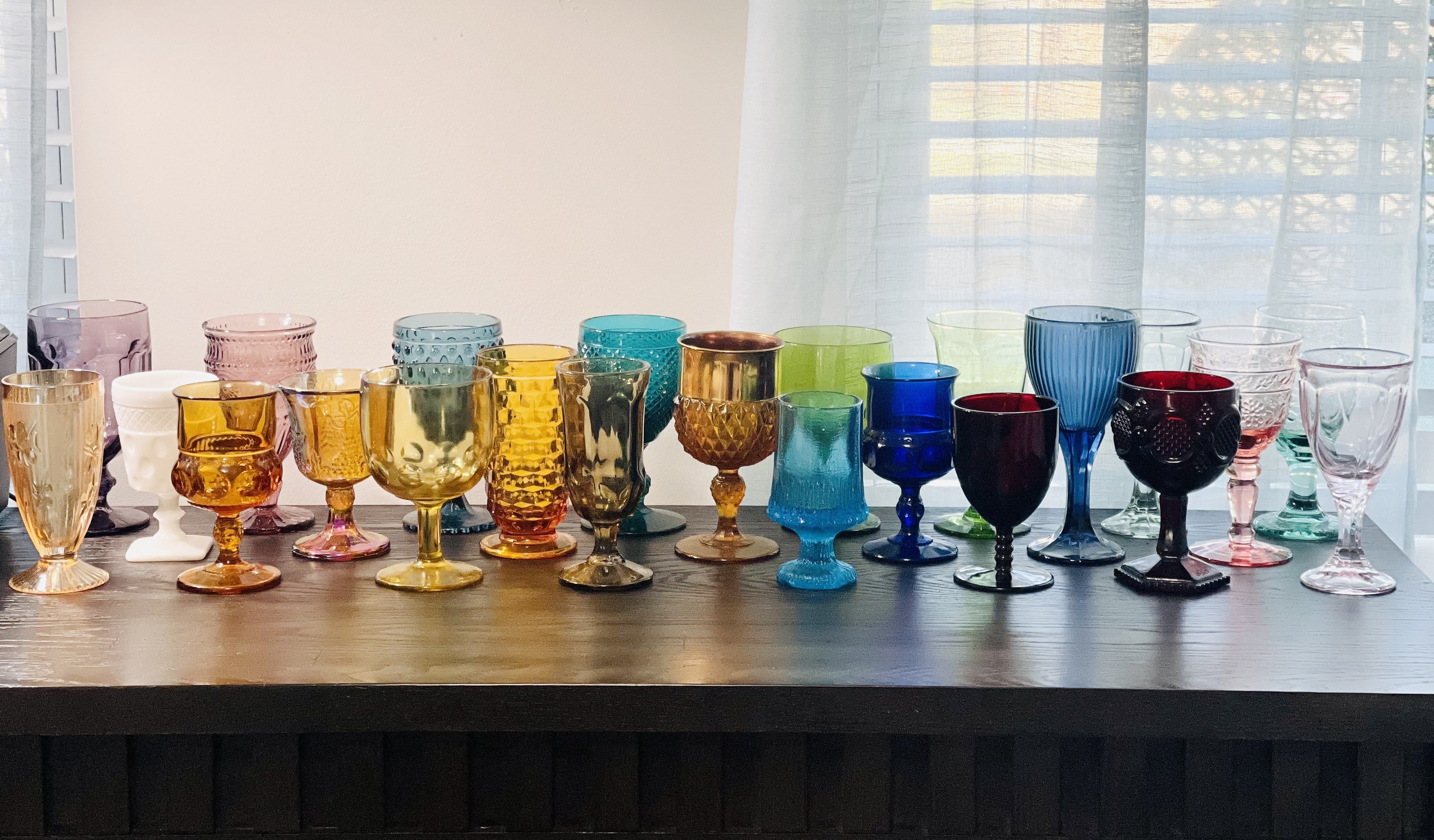 Vintage Wine Glasses Set of 6, 10 Ounce Colored Glass Water Goblets, Unique  Embossed Pattern High Cl…See more Vintage Wine Glasses Set of 6, 10 Ounce