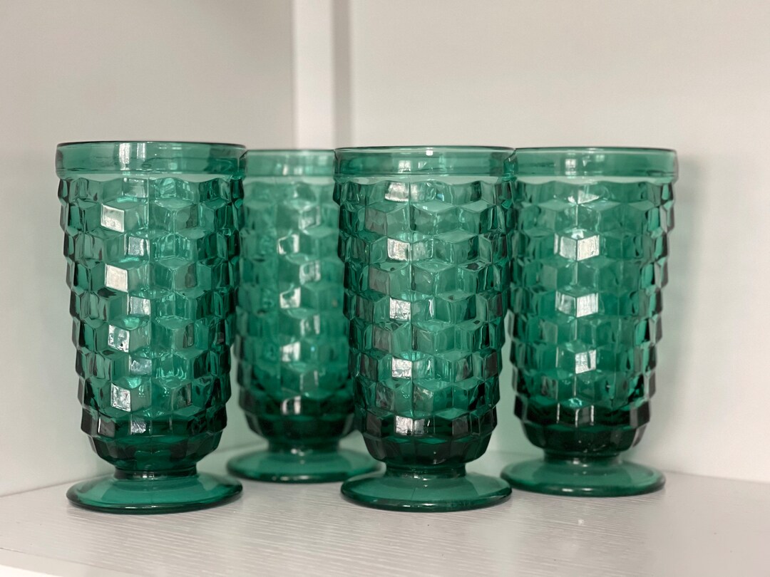 Set of 4 Vintage Teal Goblets Spruce Green Colony Whitehall Etsy
