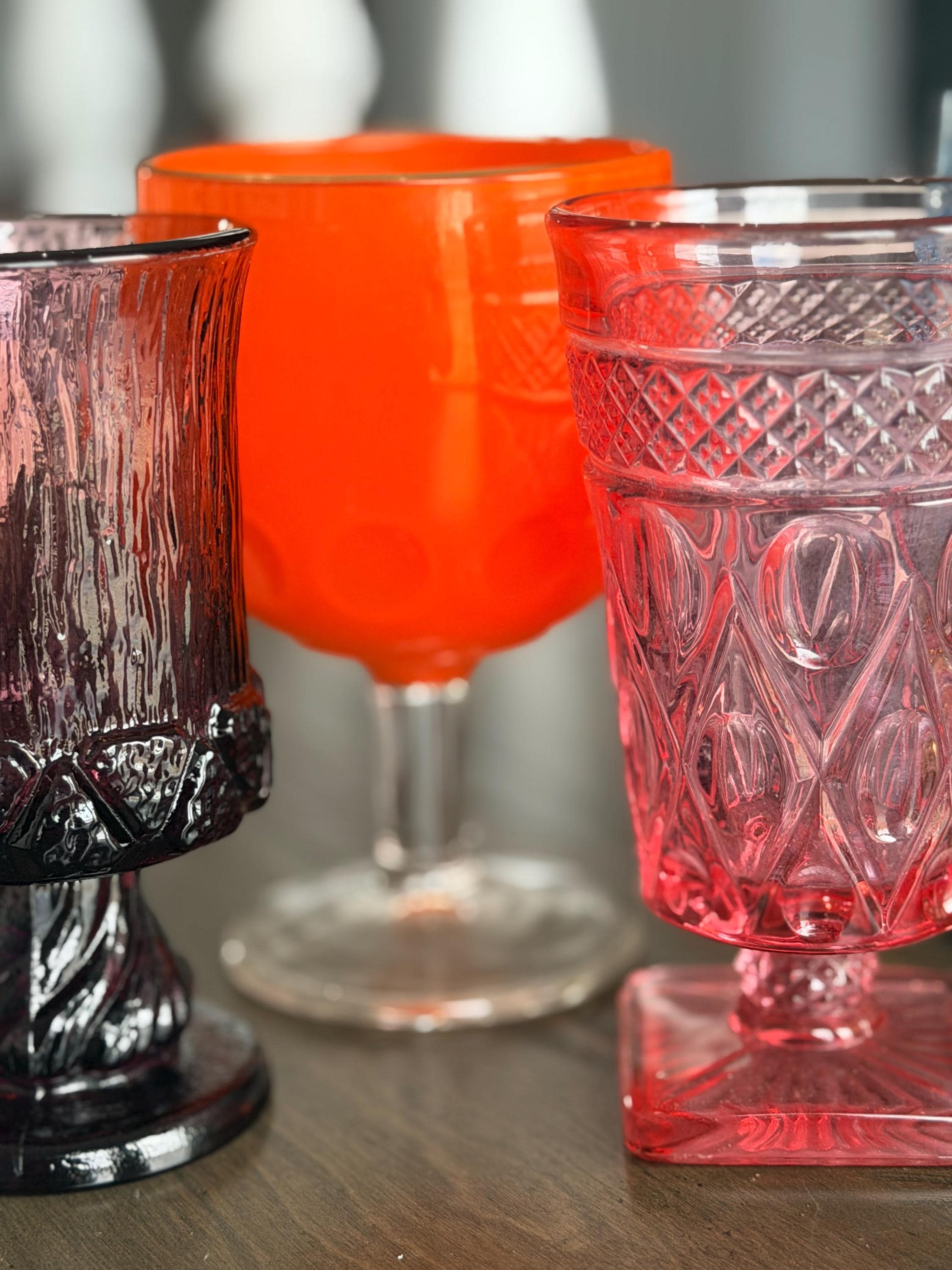 8 Vintage Multicolored Goblets Mismatch Mixed Water Goblets Fall Decor ...