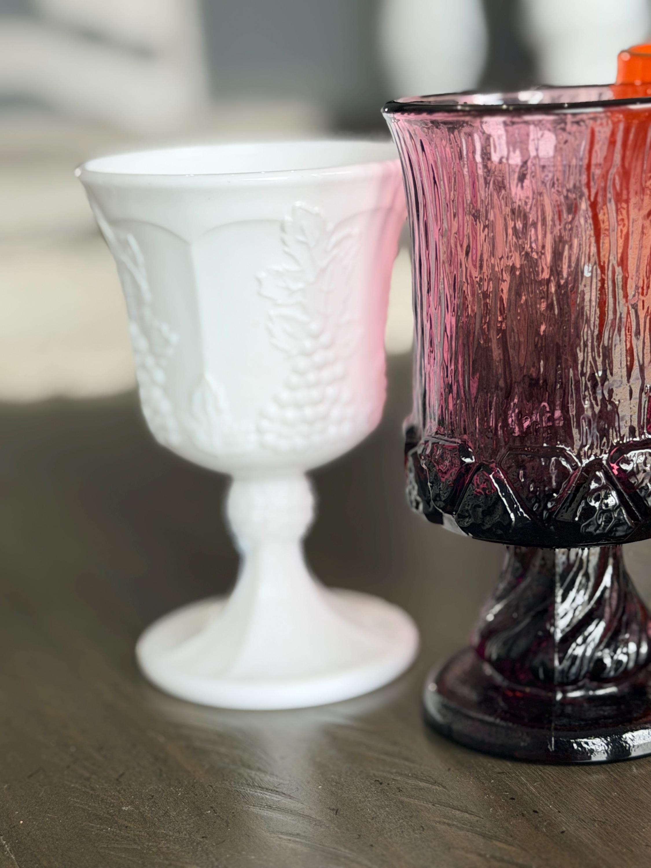 8 Vintage Multicolored Goblets Mismatch Mixed Water Goblets Fall Decor ...