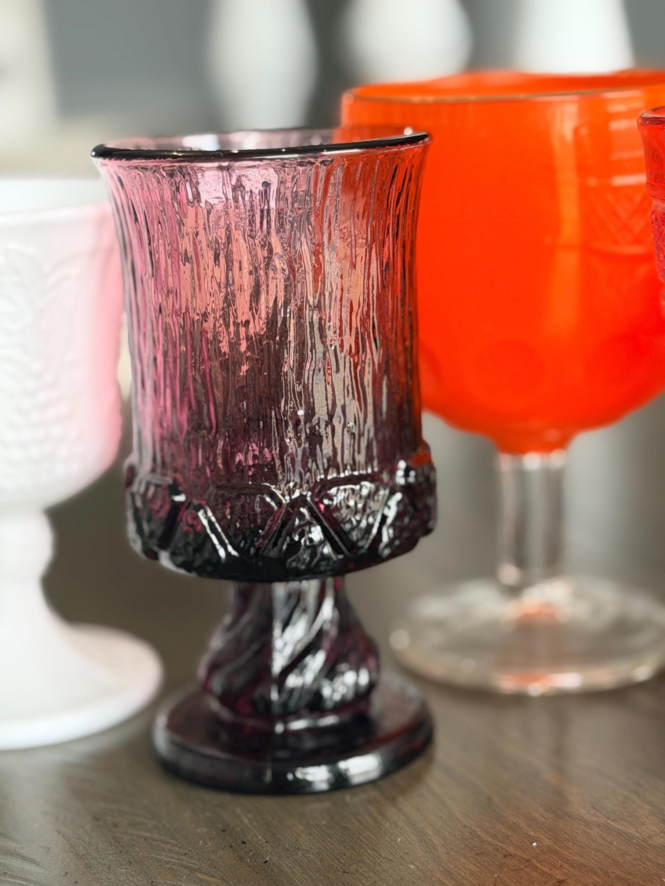 8 Vintage Multicolored Goblets Mismatch Mixed Water Goblets Fall Decor ...
