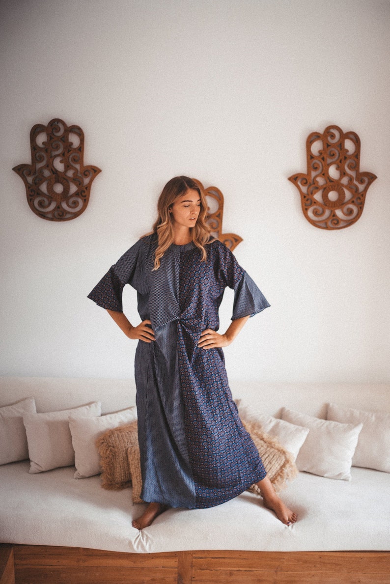 Maxi Dress with Sleeves Women Long Dress Wedding Guest Dress Bridal Shower Maxi Dress Gift for Wife Spring Kaftan Ankle Length Boho Dress image 1