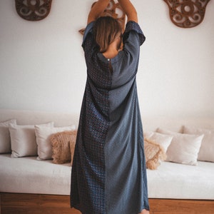 Maxi Dress with Sleeves Women Long Dress Wedding Guest Dress Bridal Shower Maxi Dress Gift for Wife Spring Kaftan Ankle Length Boho Dress image 4