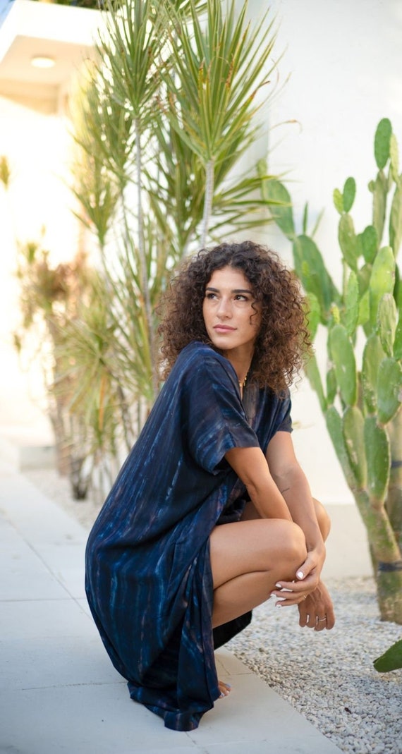 oversized kaftan dress Oversized Kaftan Dress with Autumn Print