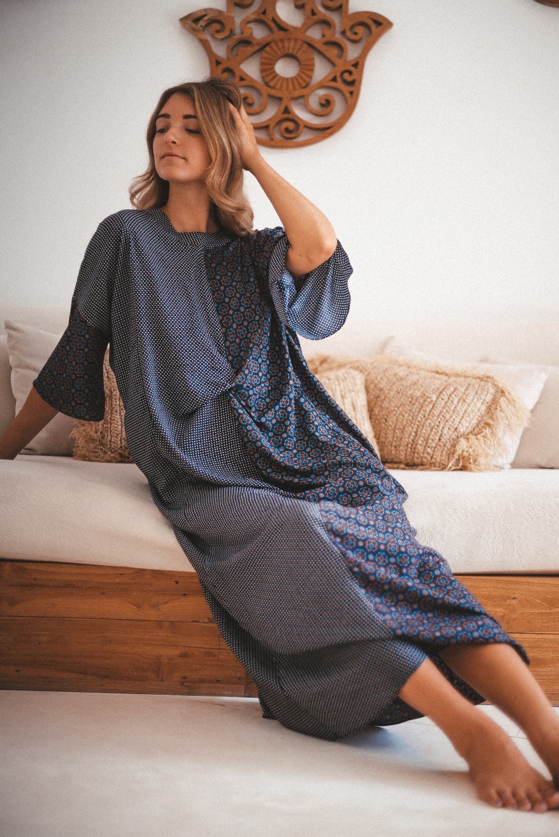 Maxi Dress with Sleeves Women Long Dress Wedding Guest Dress Bridal Shower Maxi Dress Gift for Wife Spring Kaftan Ankle Length Boho Dress image 3