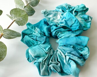 Bridesmaid Scrunchies Tie Dye Turquoise Blue Hair Ties Set Teacher Appreciation Gift Graduation Party Kids Birthday Favors Hand Dyed