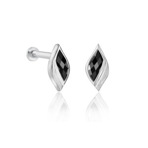 Onyx Stud Earrings in Sterling Silver, Womens Studs, Womens Earrings, Gift For Her, Flat Back Earrings, FREE UK DELIVERY, Mothers Day Gift