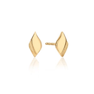 14K Gold Vermeil Stud Earrings: Brushed Finish