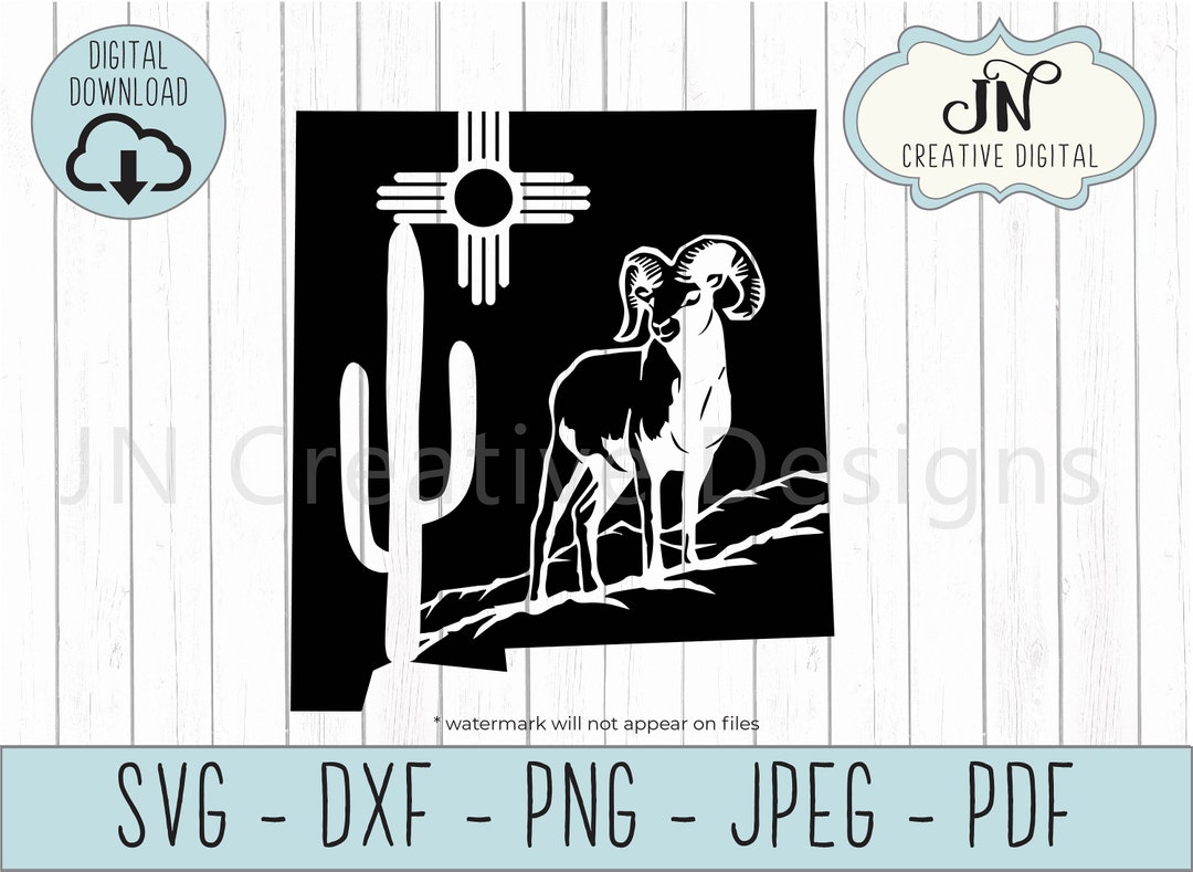 New Mexico Bighorn Sheep SVG Cut File Cut File DXF SVG Cut File Cricut