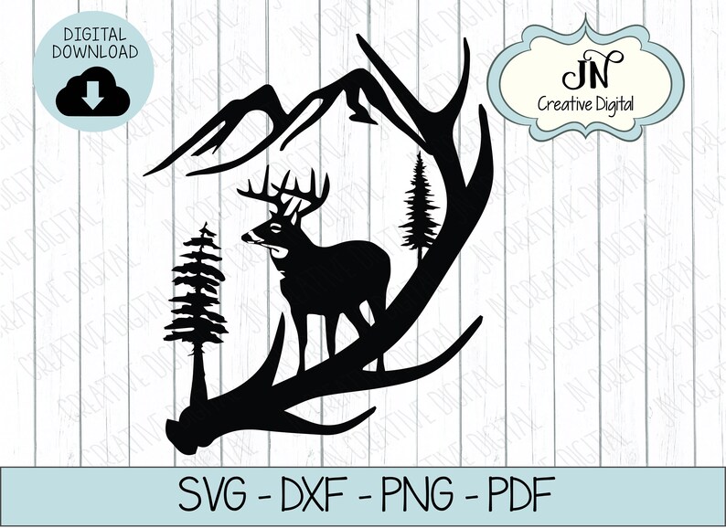 Download Deer Antler Scene SVG Cut File Wildlife Cut File DXF SVG | Etsy
