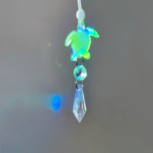 Glow In The Dark Sea Turtle Car Charm, Crystal Suncatcher, Auto Accessories, Cute Beach Decor, New Car Gift For Her, Rearview Mirror Hang