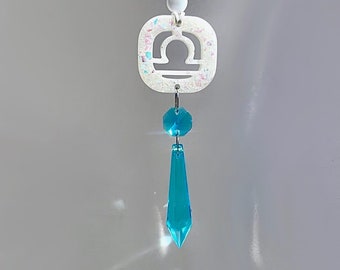 Amuleto para coche con símbolo del signo del zodíaco, atrapasol de cristal, decoración de brujas, accesorios para coche nuevos, colgante para espejo retrovisor, regalo del mes de nacimiento para mujeres