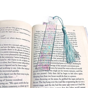 Pink and Teal Aurora Bookmark, Pretty Iridescent Page Marker, Readers Gift For Her, Womens Resin Book Lover Accessories, Cute Color Changing