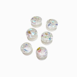 Size (9/16) 14mm, (5/8) 16mm, (11/16) 18mm, Double Flare, Ear Gauges, Ear Plugs, White Opal, Body Jewelry