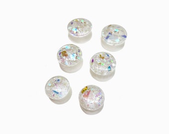 Size (9/16) 14mm, (5/8) 16mm, (11/16) 18mm, Double Flare, Ear Gauges, Ear Plugs, White Opal, Body Jewelry